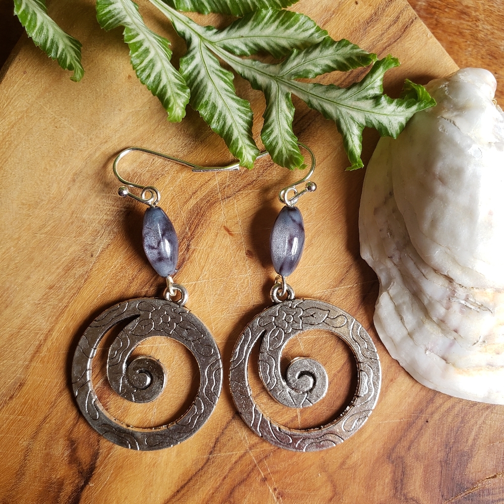Handmade Boho Napelese Silver Blue Charm Earrings